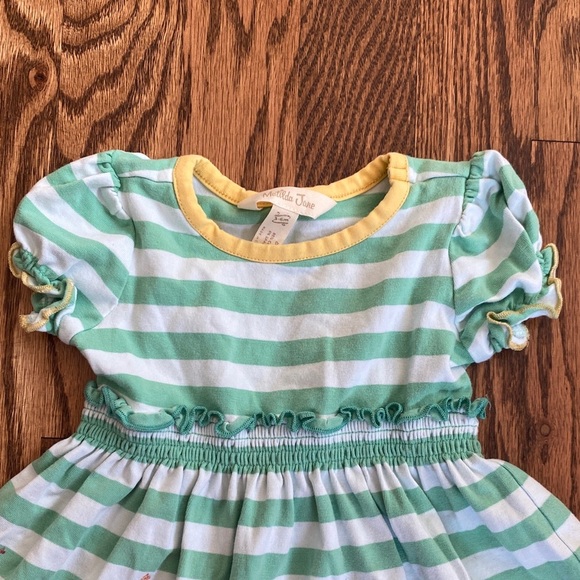 Green striped Matilda Jane Backyard Oasis dress, size 3-6M. Like new condition - Picture 2 of 10